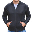 Casaco Masculino de Lã Tricot com Zíper e Bolsos